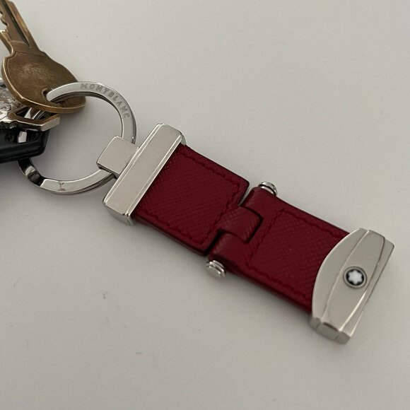 MONT BLANC Key Fob Pivot System Key Ring Calfskin - Red - Picture 1 of 4